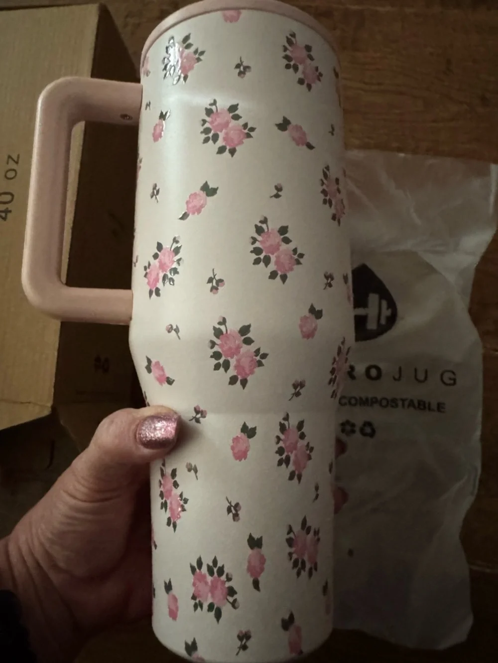 Hydrojug Wild Rose 40 ounce traveler tumbler NEW in box